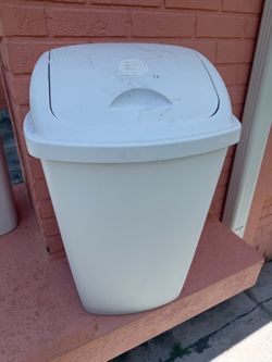 White Plastic Swing-Lid Trash Can