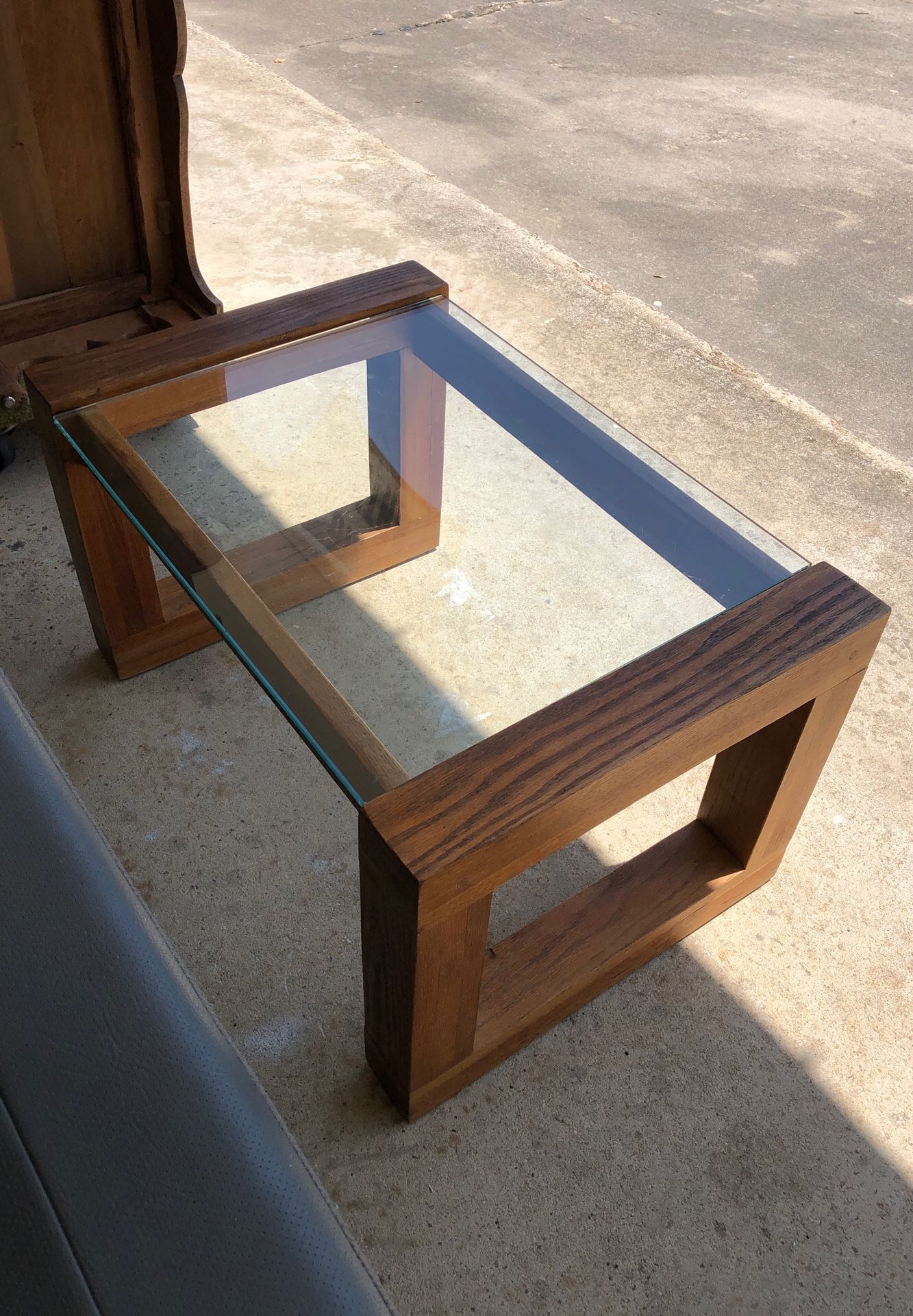 Oak and glass coffee table