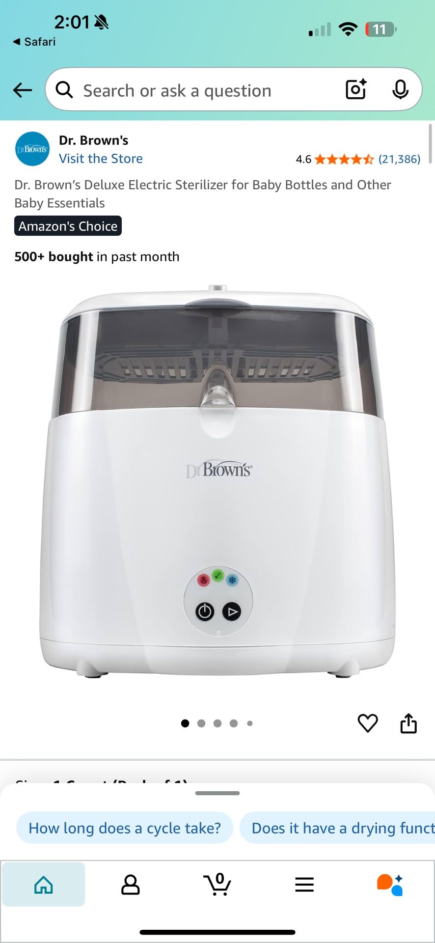 Dr Brown Bottle Sterilizer 