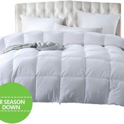 Fraylon Down Comforter Queen Size Lightweight for All Season with 1800 TC 100% Egyptian Cotton Shell, 750+ Fill Power White Fluffy Alternative Duvet I