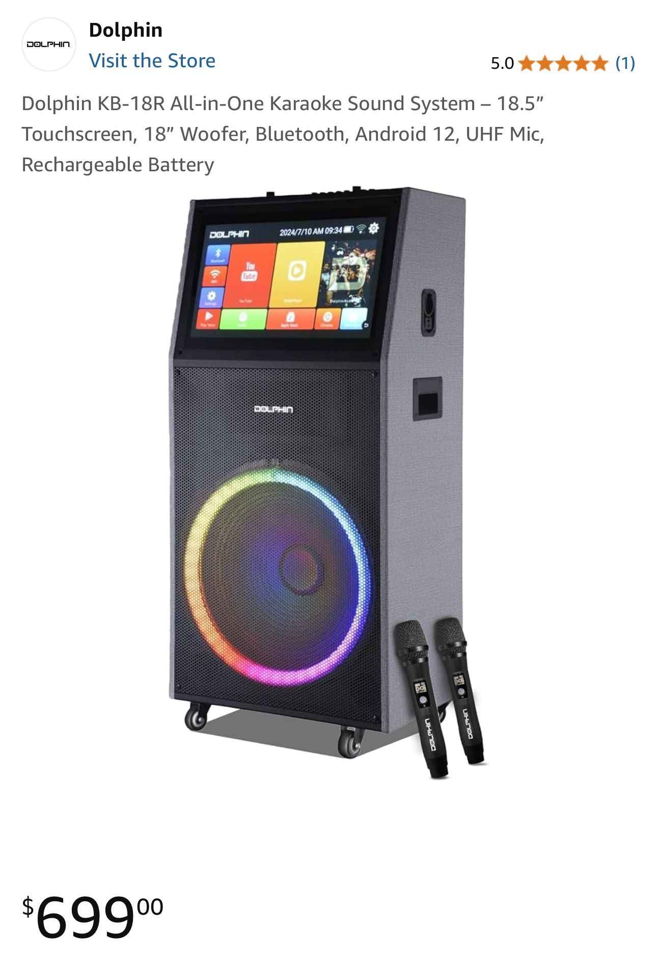 Dolphin KB-18R All-in-One karaoke sound system