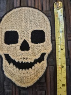 Handmade Cream and Black Skull Accent Patch - Home Accents