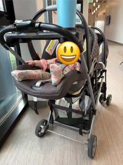 2 Chicco keyfit 30 car seats with 4 bases and snap n go twin stroller