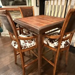 Pub Table (custom made) with 3 Bar Stools