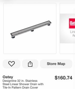 Designline 32 in. Stainless Steel Linear Shower Drain with Tile-In Pattern Drain Cover