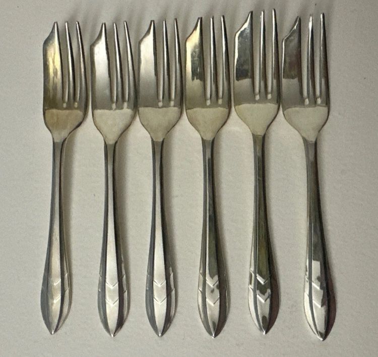 VTG F.G. EPNS Sheffield England "Loxley" 5” Dessert/Pastry Forks Set Of 6