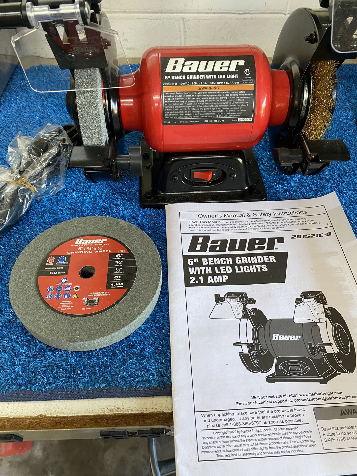 BAUER™ 6 in. Bench Grinder is designed for heavy duty performance. Never Used. (missing box)