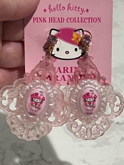 Hello Kitty Pink Head Collection Drop Earrings By Tarina Tarantino