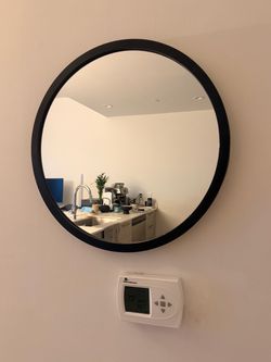 Modern Round Wall Mirror – 20” Black Frame