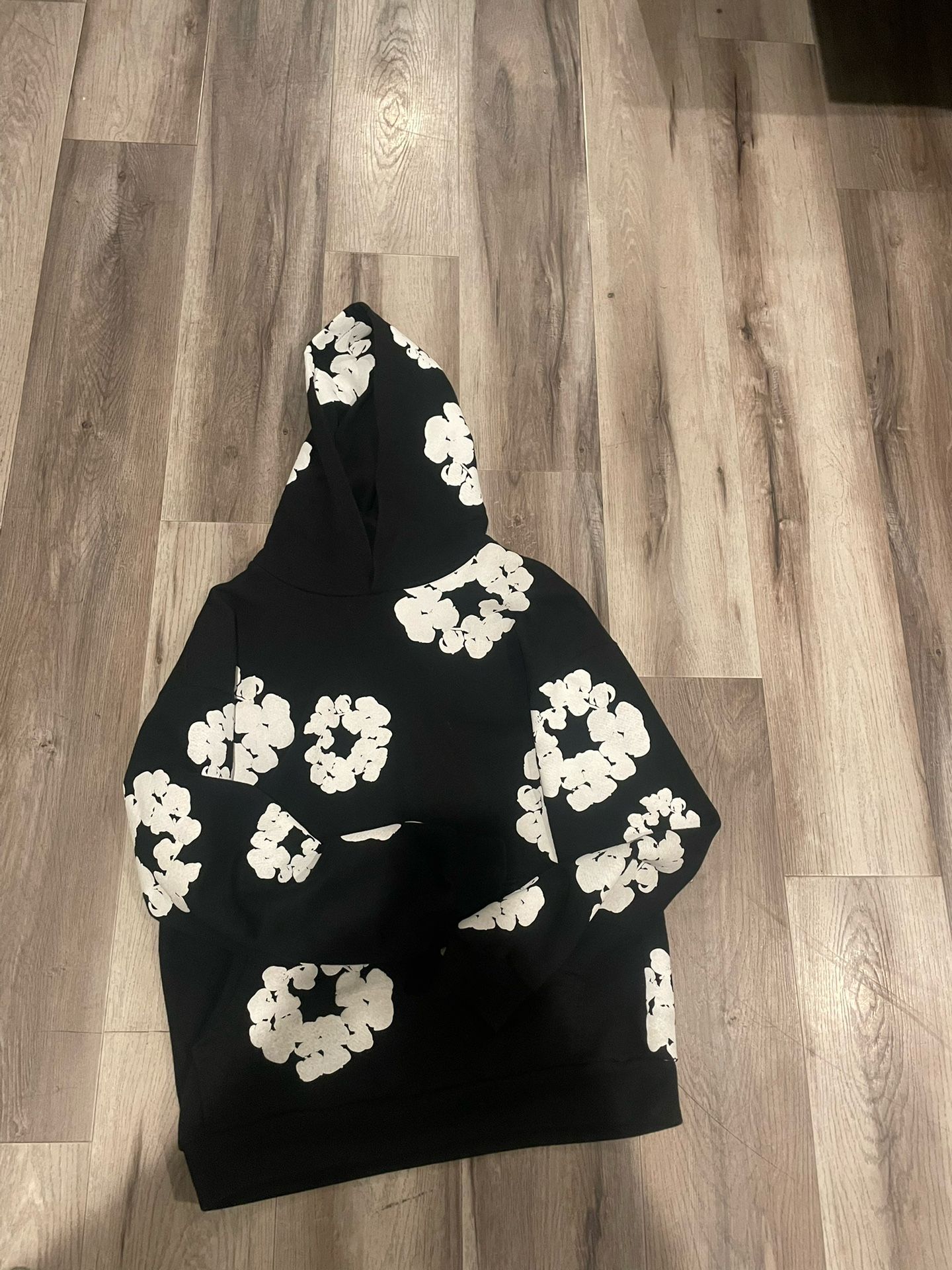 black and white denim tears hoodie
