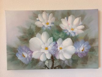 33.5” x 21.5” Vintage Decorative Oil - On - Canvas Painting.