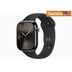 Apple Watch Series 10 GPS + Cellular, 46mm Slate Titanium Black Sport Band