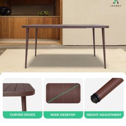 Patio Dining Table, Outdoor Dining Table All-Weather for Garden, Backyard, Lawn, Coffee