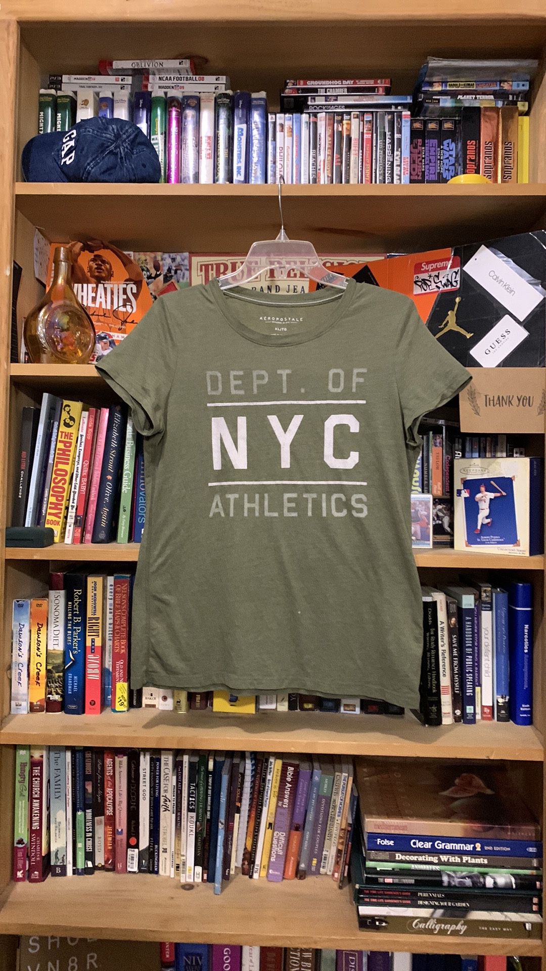 AEROPOSTALE NY-women’s army green short sleeved graphic crewneck slim tee-shirt