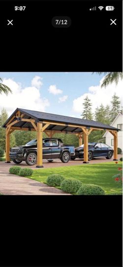 Brand new gazebo 11.8 ft wide by 23.8 ft long, with a peak height of 9.5 ft.