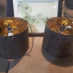 2 Ikea Hanging Lamps & Natural Branch Wall Art