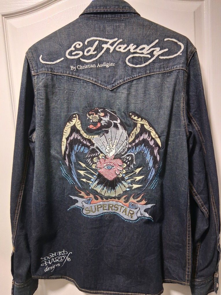 Ed Hardy Blue Jean Jacket / Shirt