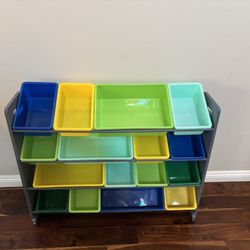 Toy organizer with storage bins