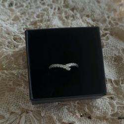 Size 7, marquise style, moissanite wedding band/stackable ring 