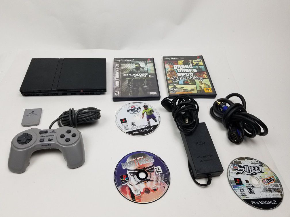 Slim PS2 PLAYSTATION 2, 5 game bundle (Cleaned and