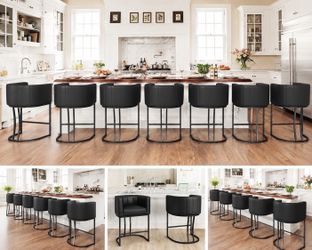 Modern Upholstered Counter Stools – Set of 6