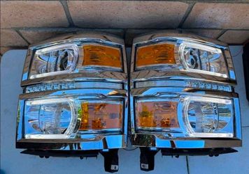 2014 and 2015 Chevrolet Silverado LED DRL Projector Headlights Luces Calaveras Micas Faros Faroles Headlamps Focos Chevy