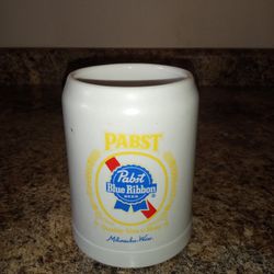 Vintage Ceramarte Pabst Blue Ribbon Mini Ceramic Stoneware Beer Mug