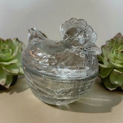 Vintage Crystal Hen On Her Nest.