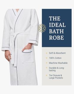 Cotton waffle pattern initial bathrobe unisex monogrammed personalized men and women