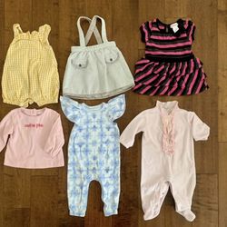 Baby Girl 3-6 Months Clothes Lot Bundle Romper, Dress, Sleepers  