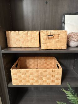 Set of 3 Woven Storage Baskets – Great Condition