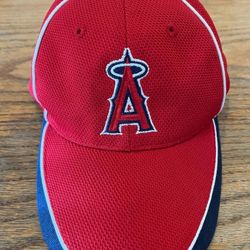 Angels Red / Dark Blue & White Striping Baseball Hat 1 Size Fits Average
