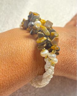 Vintage Pearl, Tiger’s Eye Stone Bracelet
