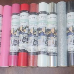 Huge Bundle of Iron-On Vinyl Rolls /Cricut & Paper Studio-New! (Willing To Sell Individual)