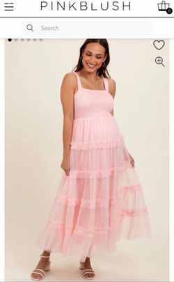 Pink Blush Ruffle tulle pregnancy maternity Dress