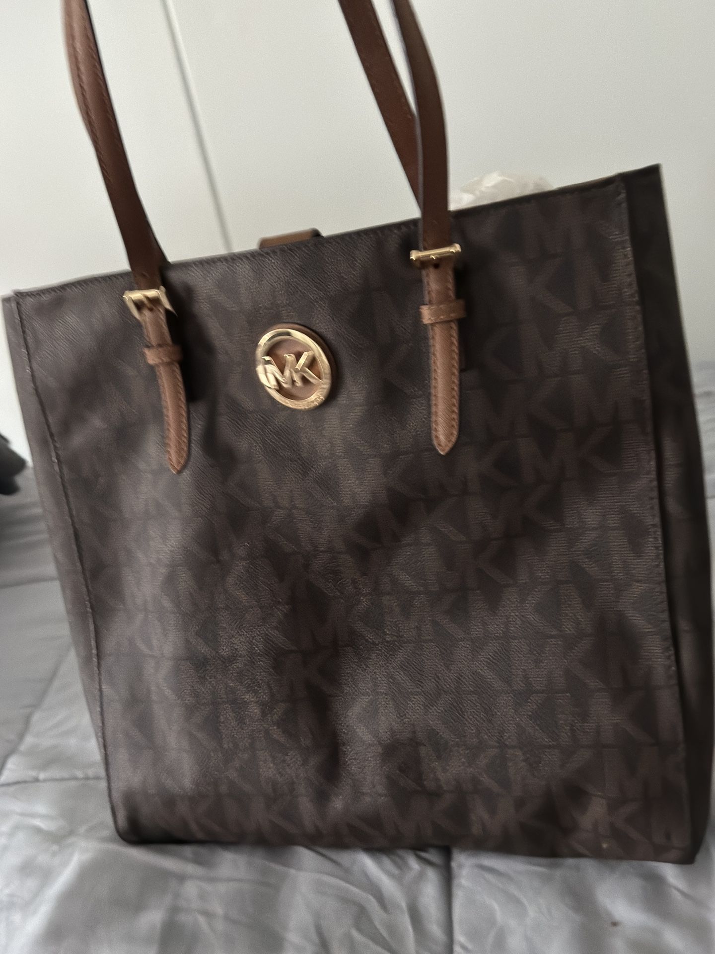 brown monogram tote