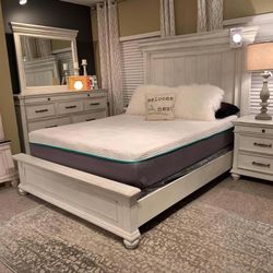 Kanwyn Whitewash Panel Bedroomset/dresser,mirror,nightstand, Bed/ Queen,,king Size Available/Mattress Sold Separately 