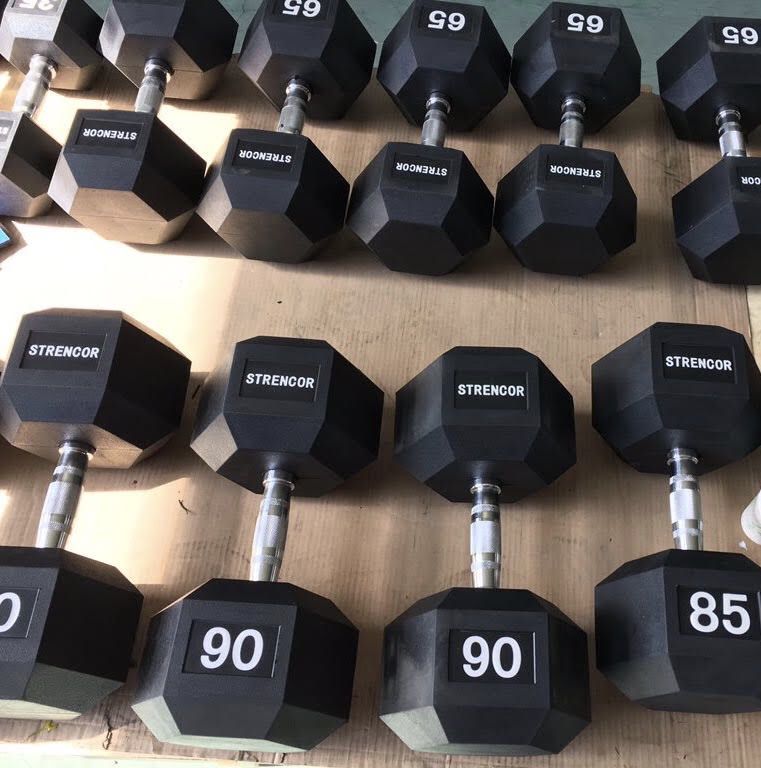 New Commercial Rubber Hex Dumbbells Only 75¢ Per Pound