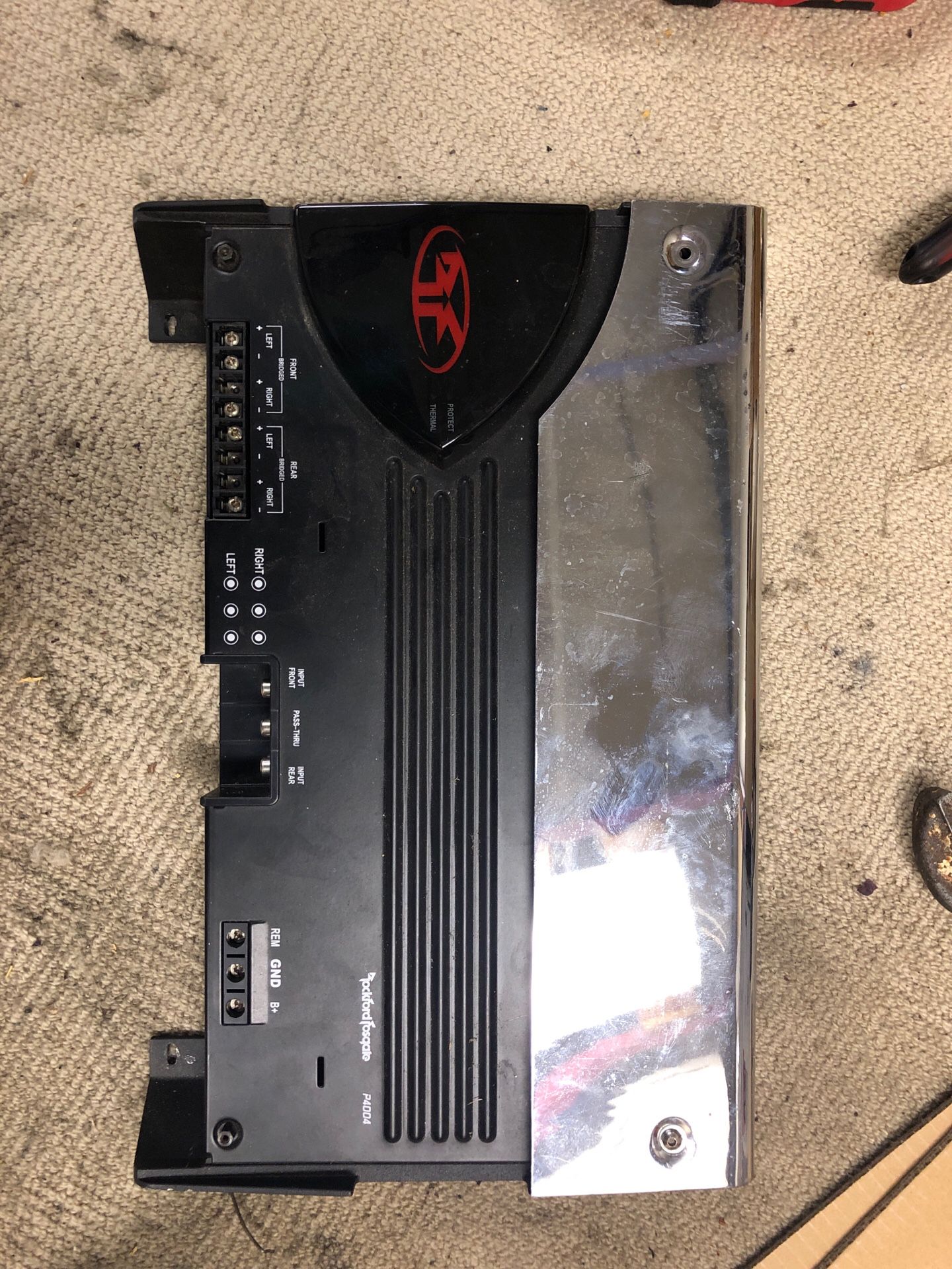 Rockford Fosgate P400-4 100Wx4 channel power amp. Don’t know if it’s working!