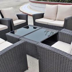 8 Piece Brown Wicker Style Patio Furniture Bundle Set Outdoor Chairs Loveseats *LOCAL DELIVERY