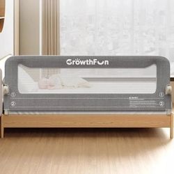 Foldable Bed Rail for Toddlers 71in Reinforced Carbon Steel Frame Breathable Cationic Fabric Grey