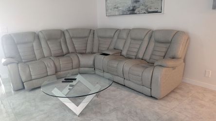 Space Gray electric recliner sectional