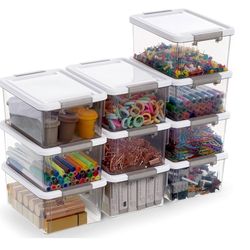 10 Pack Small Storage Bins Plastic Storage Container Stackable Box with Lids for Organizing. NEW