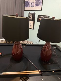 Living room lamps dual burgundy with black shades