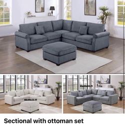 Sectional with Ottoman set 99”x99”