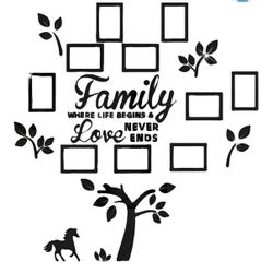 Family Tree Wall Decal - Acrylic 3D DIY Mirror Sticker Photo Frames Quotes Wall Art Decals for Bedro
