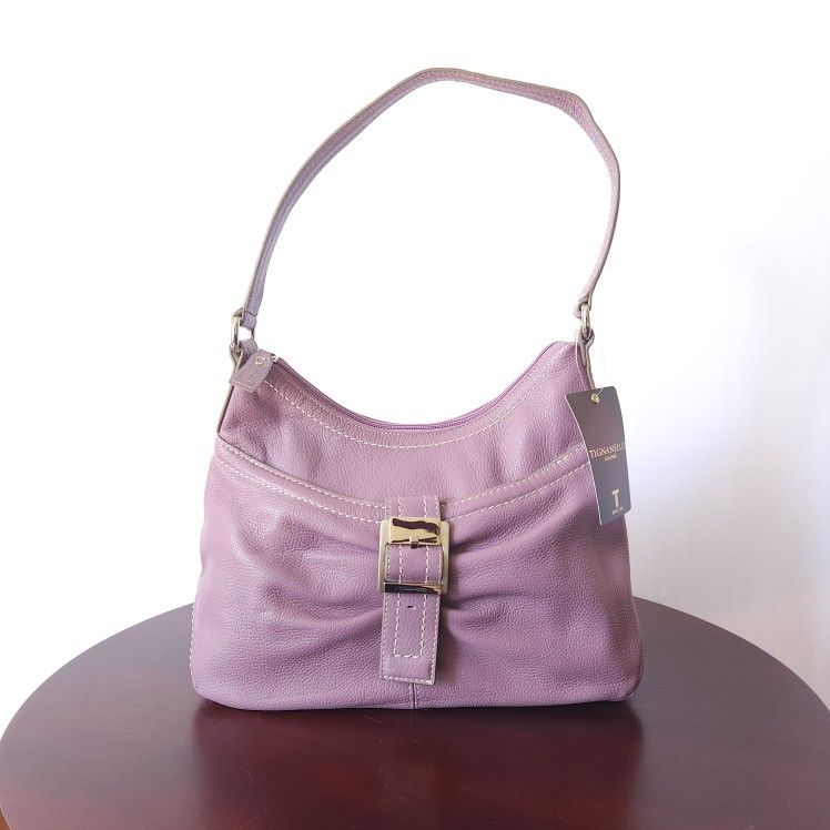 NWT Tignanello Purple Pebbeled Leather Women's Shoulder Bag