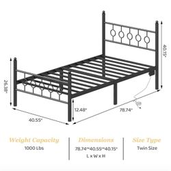 Twins Sized Bed Frame And Mattress