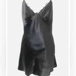 vintage jone new york Black Polka Dot women pajama chemise Nightgown Short
