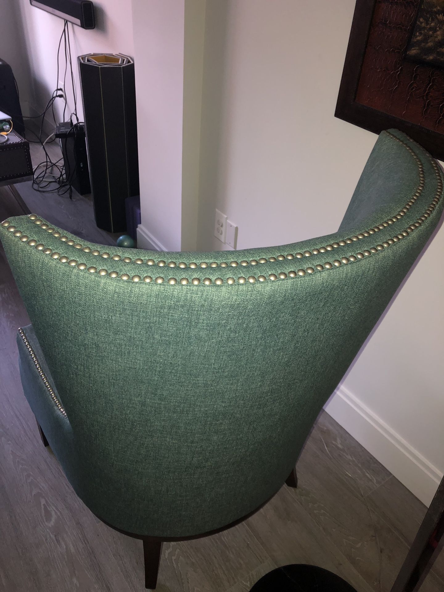 Sofa and accent chair. Sofa is a European sleeper with pullout mattress that has rarely been used.